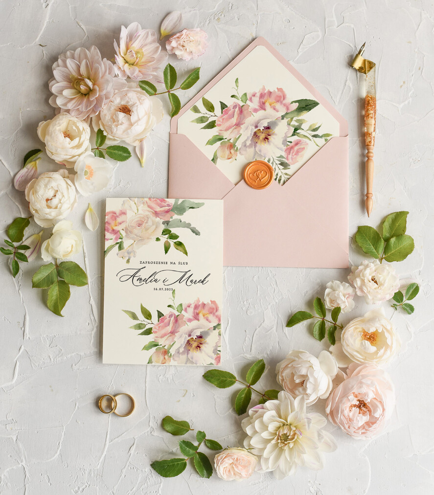 Zaproszenia ślubne Natura Proste Boho Zaproszenia Ślubne Kwiaty Róże  Minimalistyczne Zaproszenia na Ślub Delikatne Zaproszenie Ślubne2