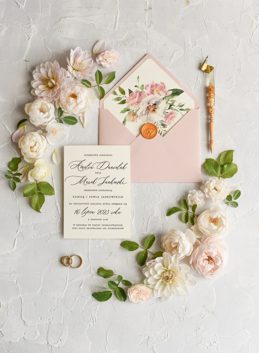 Zaproszenia ślubne Natura Proste Boho Zaproszenia Ślubne Kwiaty Róże  Minimalistyczne Zaproszenia na Ślub Delikatne Zaproszenie Ślubne3