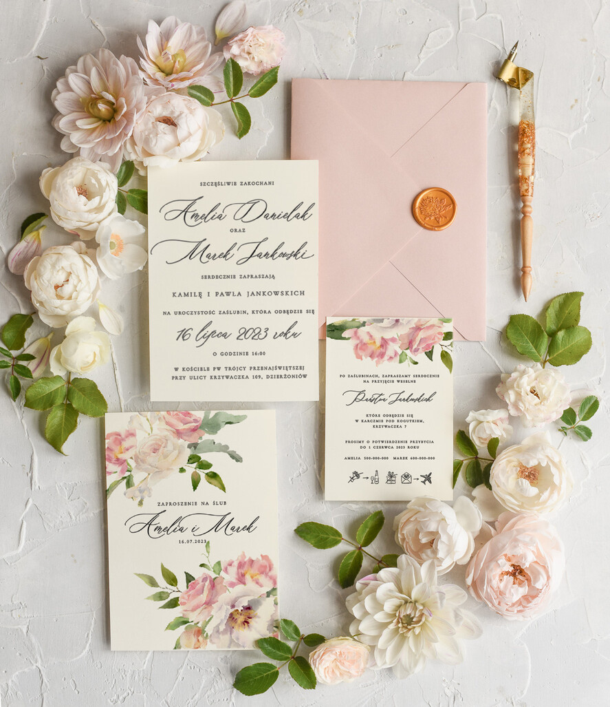 Zaproszenia ślubne Natura Proste Boho Zaproszenia Ślubne Kwiaty Róże  Minimalistyczne Zaproszenia na Ślub Delikatne Zaproszenie Ślubne5