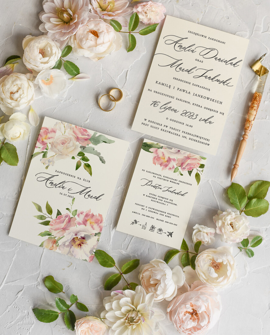 Zaproszenia ślubne Natura Proste Boho Zaproszenia Ślubne Kwiaty Róże  Minimalistyczne Zaproszenia na Ślub Delikatne Zaproszenie Ślubne7