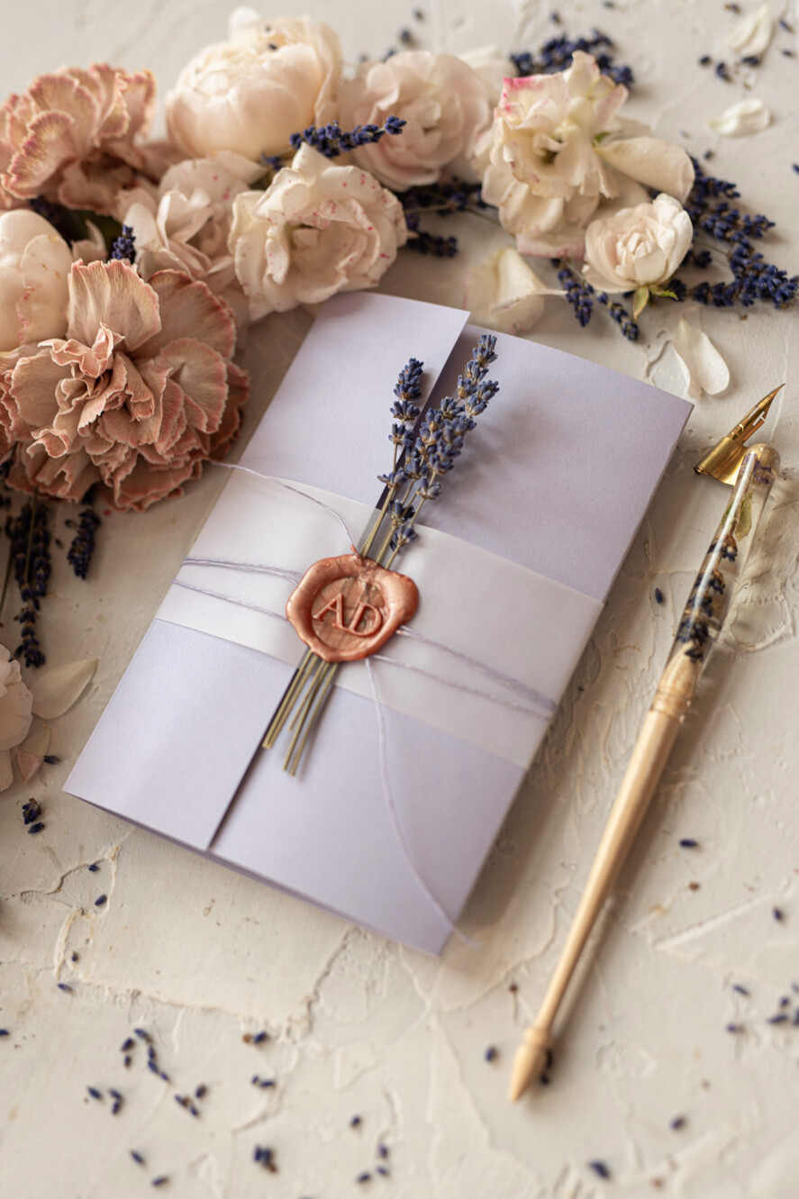 Zaproszenia ślubne Natura Lawendowe Zaproszenia Ślubne Minimalistyczne Zaproszenia na Ślub Prowansalski Styl Zaproszenie Ślubne Naturalna Lawenda  w stylu Prowansji5