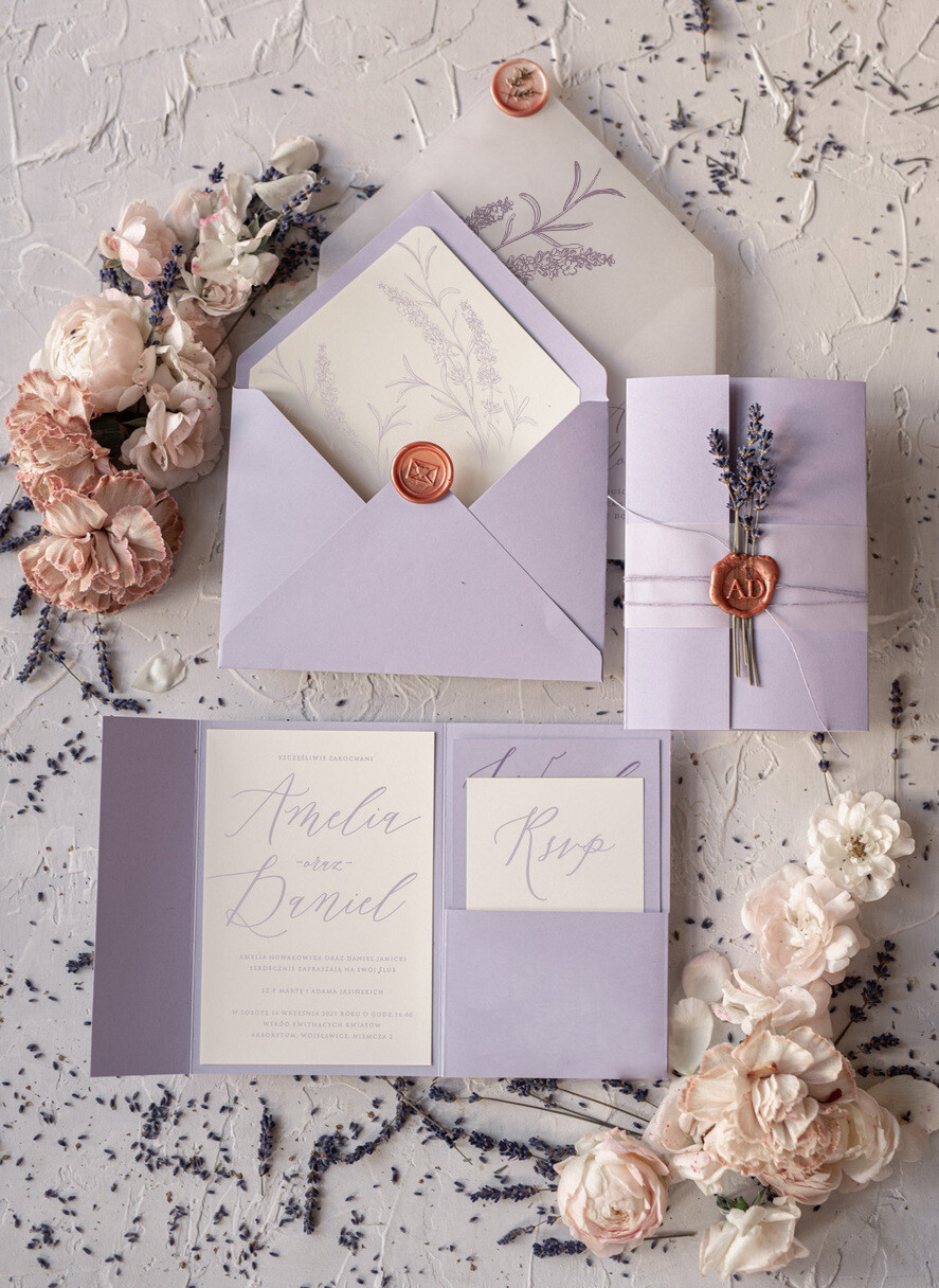 Zaproszenia ślubne Natura Lawendowe Zaproszenia Ślubne Minimalistyczne Zaproszenia na Ślub Prowansalski Styl Zaproszenie Ślubne Naturalna Lawenda  w stylu Prowansji6