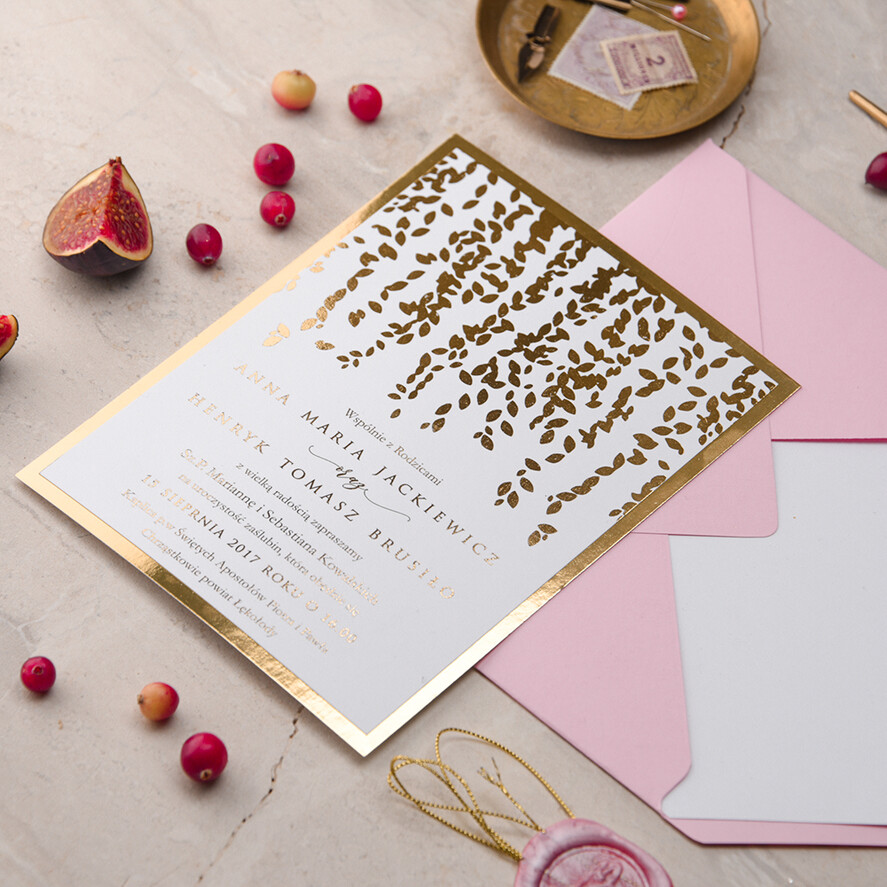 Zaproszenia ślubne Złote Glamour złote różowe zaproszenia ślubne robione na zamówienie idealne na wesele4