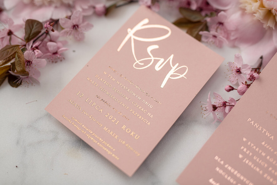 Zaproszenia ślubne Złote Glamour złote zaproszenia ślubne boho kwitnace wisnie złocone zaproszenie na ślub  8