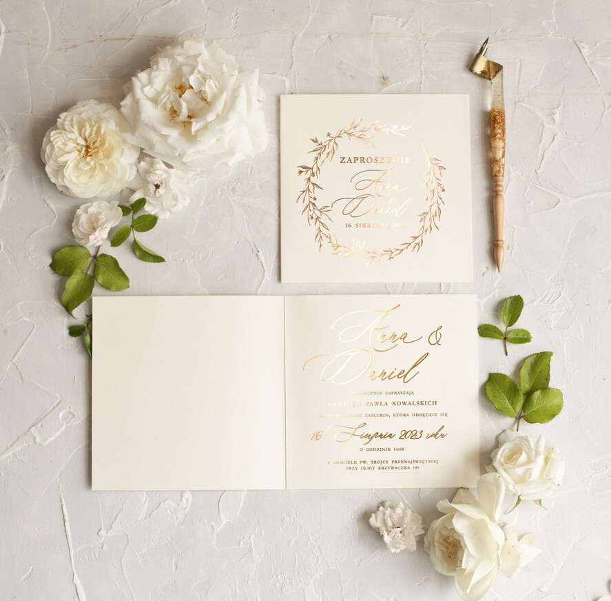 Zaproszenia ślubne Złote Glamour spersonalizowane zaproszenia na ślub, złote glamour3