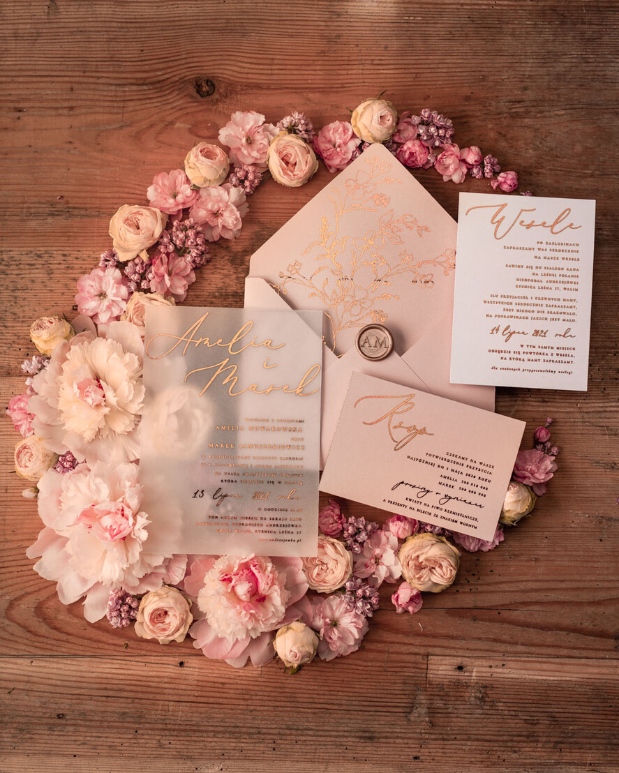 Zaproszenia ślubne Złote Glamour Złote  Minimalistyczne zaproszenia ślubne, złocone zaproszenie ślubne Proste zaproszenie na ślub Róż i Kalka 7