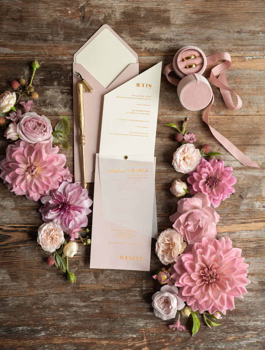 Zaproszenia ślubne Złote Glamour zaproszenia ślubne ręcznie robione, szykowne i złote4