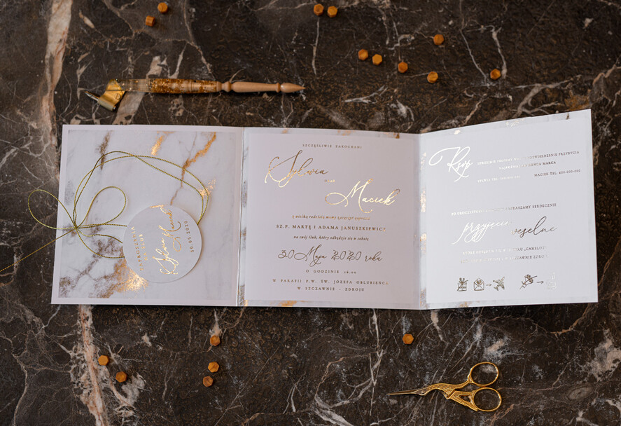Zaproszenia ślubne Złote Glamour wyjątkowe zaproszenia ślubne nowoczesny styl glamour złote litery1