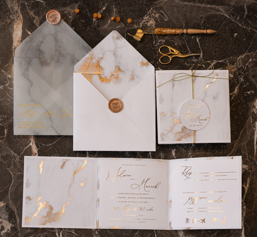 Zaproszenia ślubne Złote Glamour wyjątkowe zaproszenia ślubne nowoczesny styl glamour złote litery13