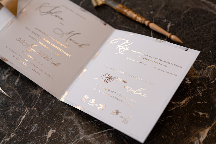 Zaproszenia ślubne Złote Glamour wyjątkowe zaproszenia ślubne nowoczesny styl glamour złote litery2
