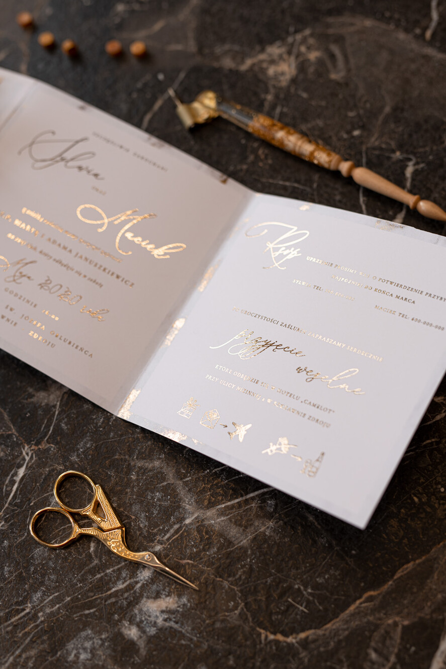 Zaproszenia ślubne Złote Glamour wyjątkowe zaproszenia ślubne nowoczesny styl glamour złote litery4