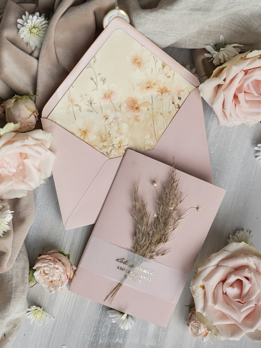 Zaproszenia ślubne Złote Glamour Oryginalne Zaproszenia Na Ślub Idealne Na Wesele W Plenerze, Eleganckie Zaproszenie Ślubne Z Trawą Pampasową, Złote Zaproszenia Na Ślub I Wesele, Trawa Pampasowa Na Zaproszeniach Ślubnych0