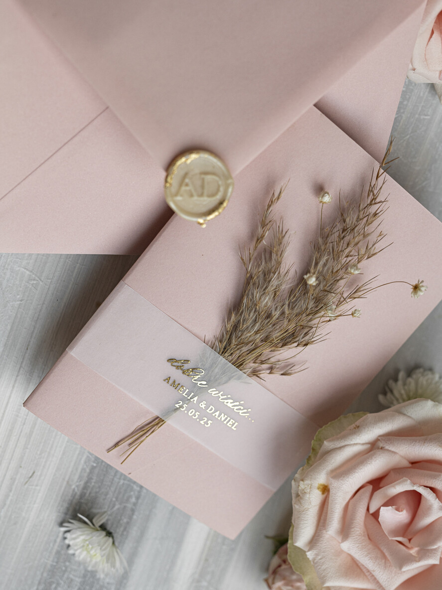 Zaproszenia ślubne Złote Glamour Oryginalne Zaproszenia Na Ślub Idealne Na Wesele W Plenerze, Eleganckie Zaproszenie Ślubne Z Trawą Pampasową, Złote Zaproszenia Na Ślub I Wesele, Trawa Pampasowa Na Zaproszeniach Ślubnych3