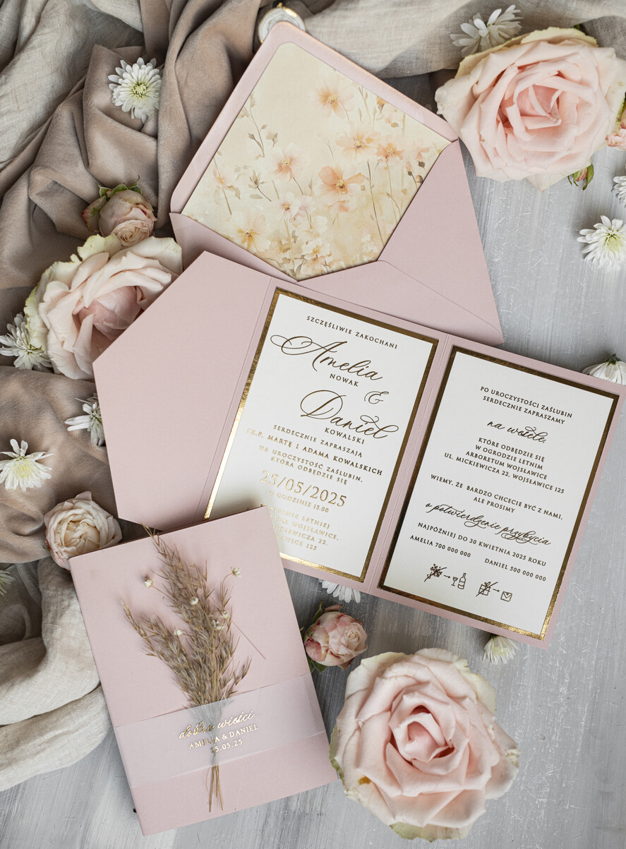 Zaproszenia ślubne Złote Glamour Oryginalne Zaproszenia Na Ślub Idealne Na Wesele W Plenerze, Eleganckie Zaproszenie Ślubne Z Trawą Pampasową, Złote Zaproszenia Na Ślub I Wesele, Trawa Pampasowa Na Zaproszeniach Ślubnych8