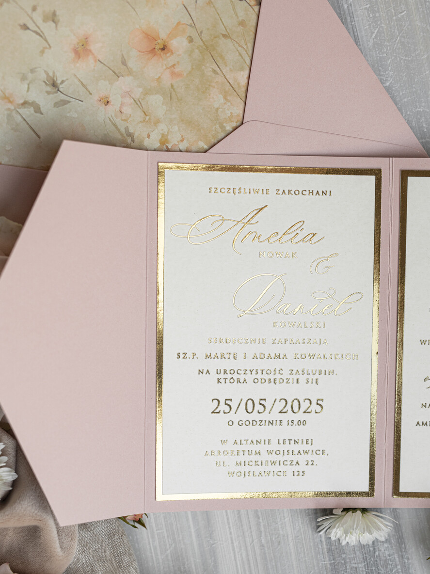 Zaproszenia ślubne Złote Glamour Oryginalne Zaproszenia Na Ślub Idealne Na Wesele W Plenerze, Eleganckie Zaproszenie Ślubne Z Trawą Pampasową, Złote Zaproszenia Na Ślub I Wesele, Trawa Pampasowa Na Zaproszeniach Ślubnych11