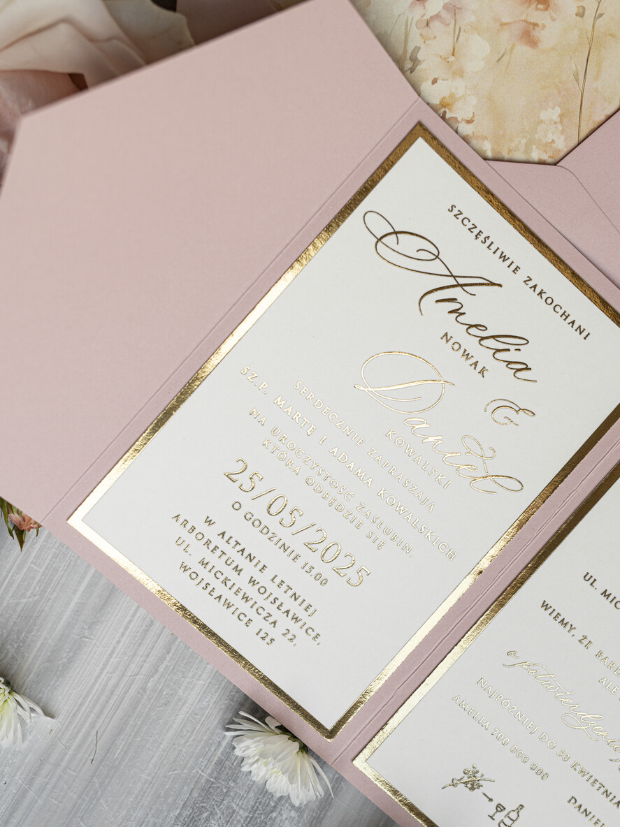 Zaproszenia ślubne Złote Glamour Oryginalne Zaproszenia Na Ślub Idealne Na Wesele W Plenerze, Eleganckie Zaproszenie Ślubne Z Trawą Pampasową, Złote Zaproszenia Na Ślub I Wesele, Trawa Pampasowa Na Zaproszeniach Ślubnych12