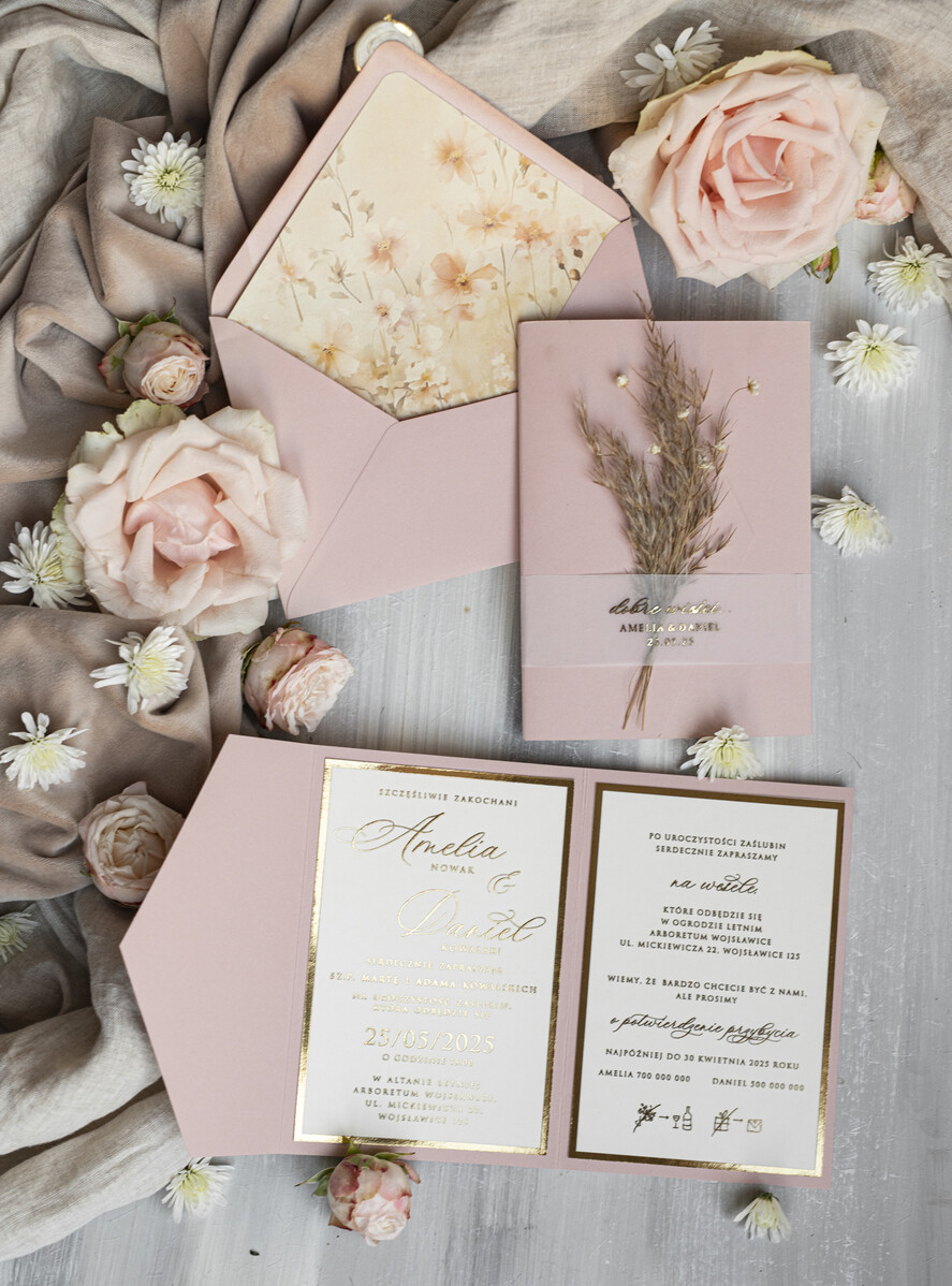 Zaproszenia ślubne Złote Glamour Oryginalne Zaproszenia Na Ślub Idealne Na Wesele W Plenerze, Eleganckie Zaproszenie Ślubne Z Trawą Pampasową, Złote Zaproszenia Na Ślub I Wesele, Trawa Pampasowa Na Zaproszeniach Ślubnych17