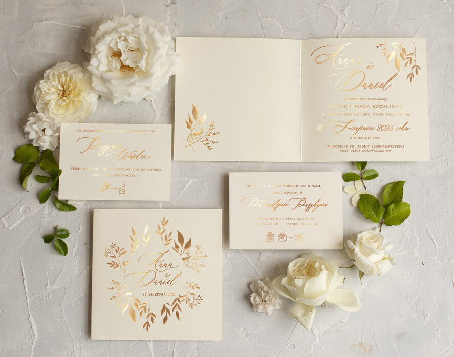 Zaproszenia ślubne Złote Glamour Złote  Minimalistyczne zaproszenia ślubne,  proste złocone zaproszenie ślubne Nowoczesne zaproszenie na ślub3