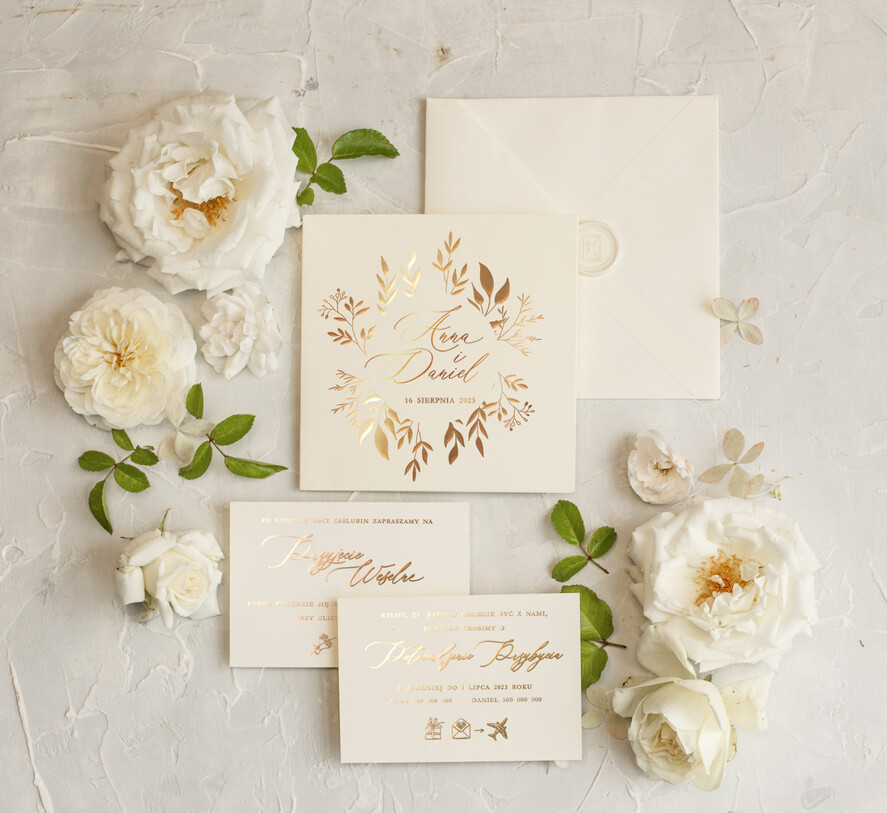 Zaproszenia ślubne Złote Glamour Złote  Minimalistyczne zaproszenia ślubne,  proste złocone zaproszenie ślubne Nowoczesne zaproszenie na ślub6