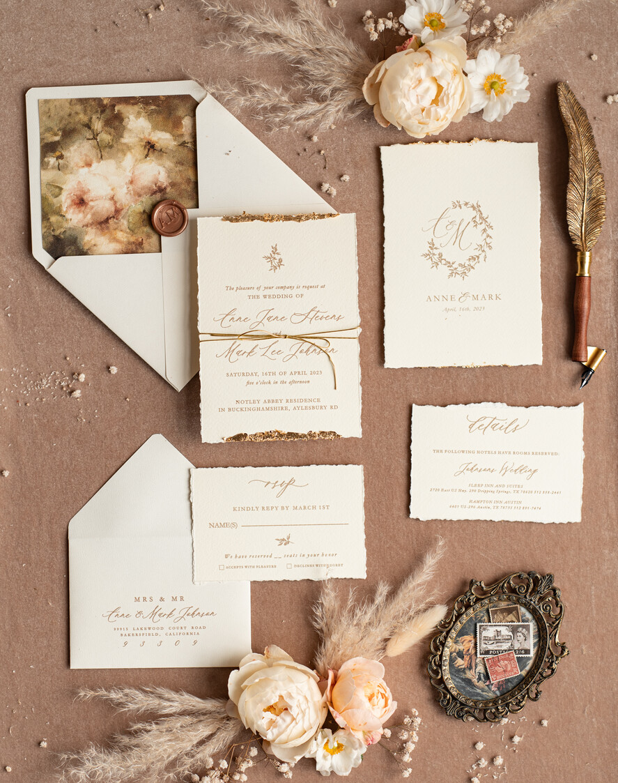 Zaproszenia ślubne Złote Glamour Wydzierane Zaproszenia ślubne z płatkami złota, delikatne zaproszenia na ślub ze złotem, zaproszenie glamour ze zlotym sznurkiem złote zaproszenia na ślub4