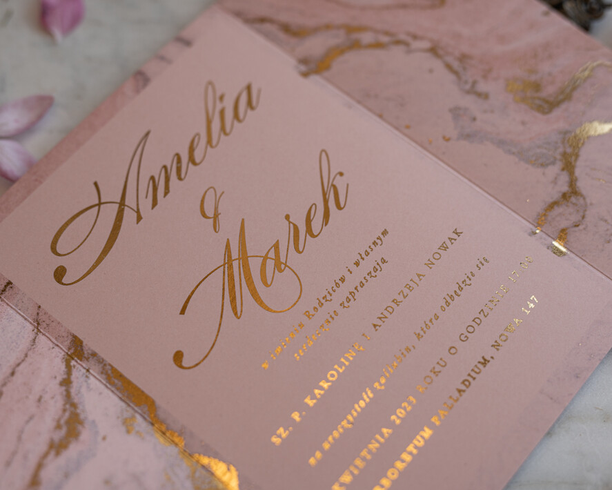 Zaproszenia ślubne Złote Glamour Marmurkowe Zaproszenia Ślubne Różowe złote Zaproszenie na Ślub Glamour Złocone Zaproszenia na Ślub Cywilny10