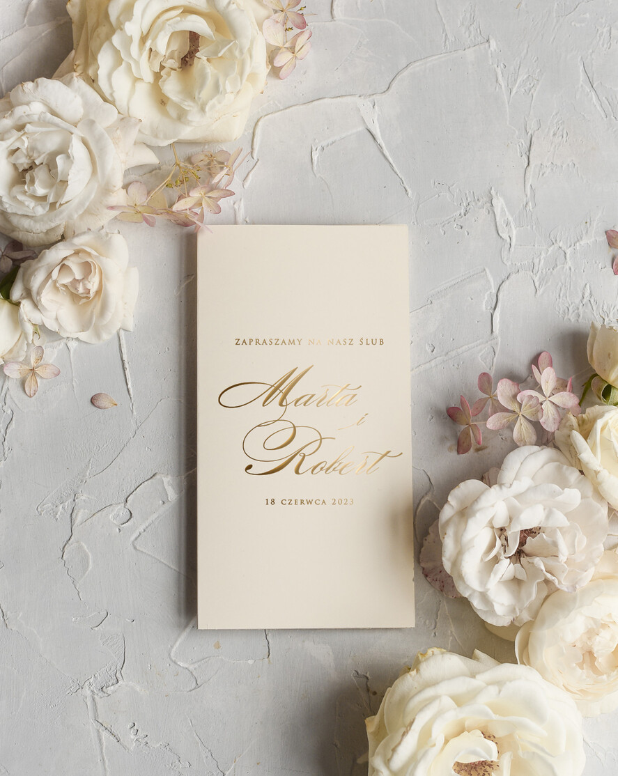 Zaproszenia ślubne Złote Glamour Proste  Złote Zaproszenia Ślubne Glamour Minimalistyczne Złocone Zaproszenia na Ślub  Zaproszenie ślubne  3