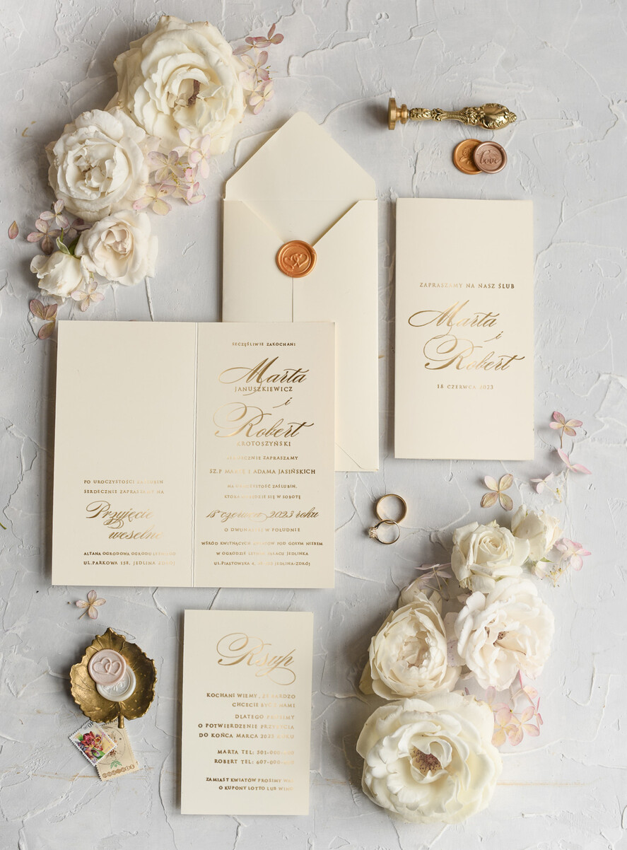 Zaproszenia ślubne Złote Glamour Proste  Złote Zaproszenia Ślubne Glamour Minimalistyczne Złocone Zaproszenia na Ślub  Zaproszenie ślubne  0