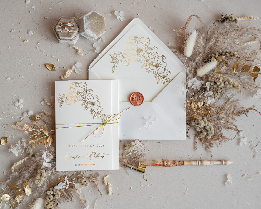 Zaproszenia ślubne Złote Glamour modne zaproszenia na ślub, idealne na wesele ze złotem1