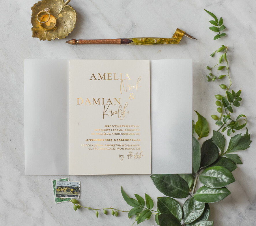 Zaproszenia ślubne Złote Glamour najpiękniejsze zaproszenia ślubne, nowoczesny styl glamour5