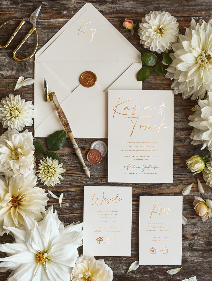 Zaproszenia ślubne Złote Glamour zaproszenia na ślub cywilny, glamour błyszczące złote napisy. Nowoczesne zaproszenia na ślub 0
