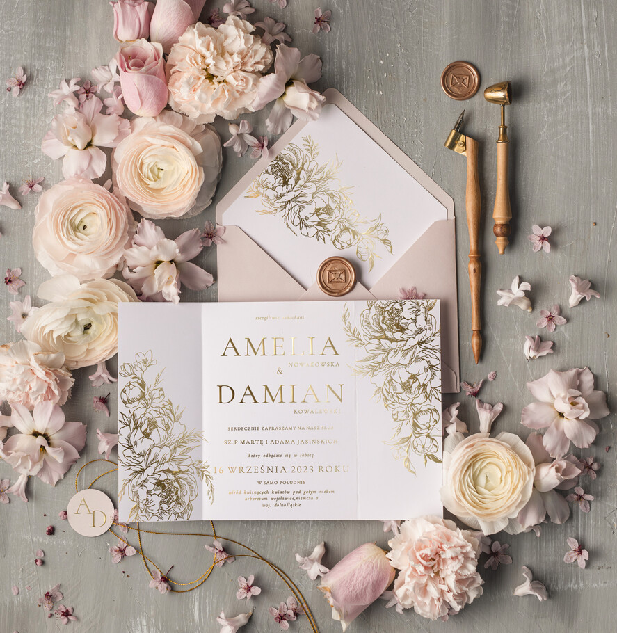 Zaproszenia ślubne Złote Glamour delikatne zaproszenia ślubne, glamour złote litery na zaproszeniach ślubnych, blyszczace zaproszenie slubne2
