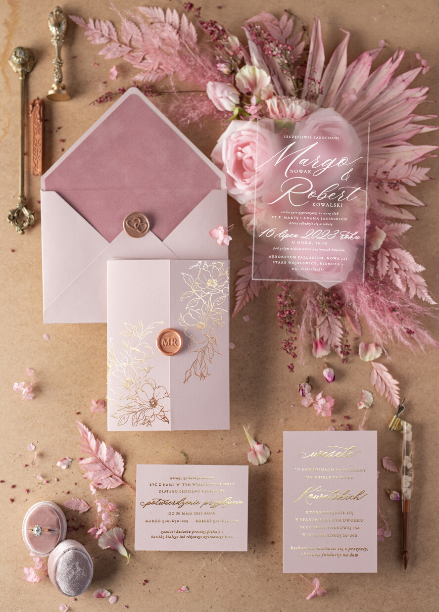 Zaproszenia ślubne Złote Glamour nowoczesne zaproszenia ślubne nowoczesny styl glamour zaproszenia ślubne z welurem 2