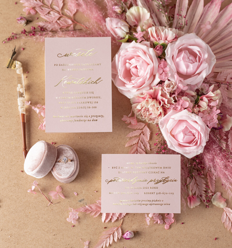 Zaproszenia ślubne Złote Glamour nowoczesne zaproszenia ślubne nowoczesny styl glamour zaproszenia ślubne z welurem 4