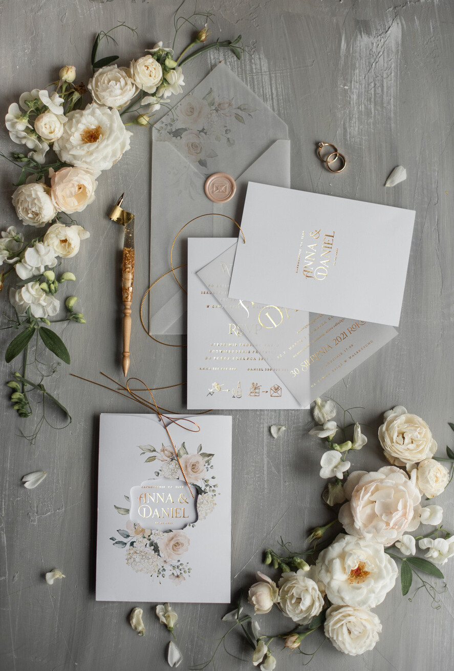 Zaproszenia ślubne Złote Glamour orginalne zaproszenia na ślub luksusowe wesele w zamku zaproszenia ślubne złote litery1