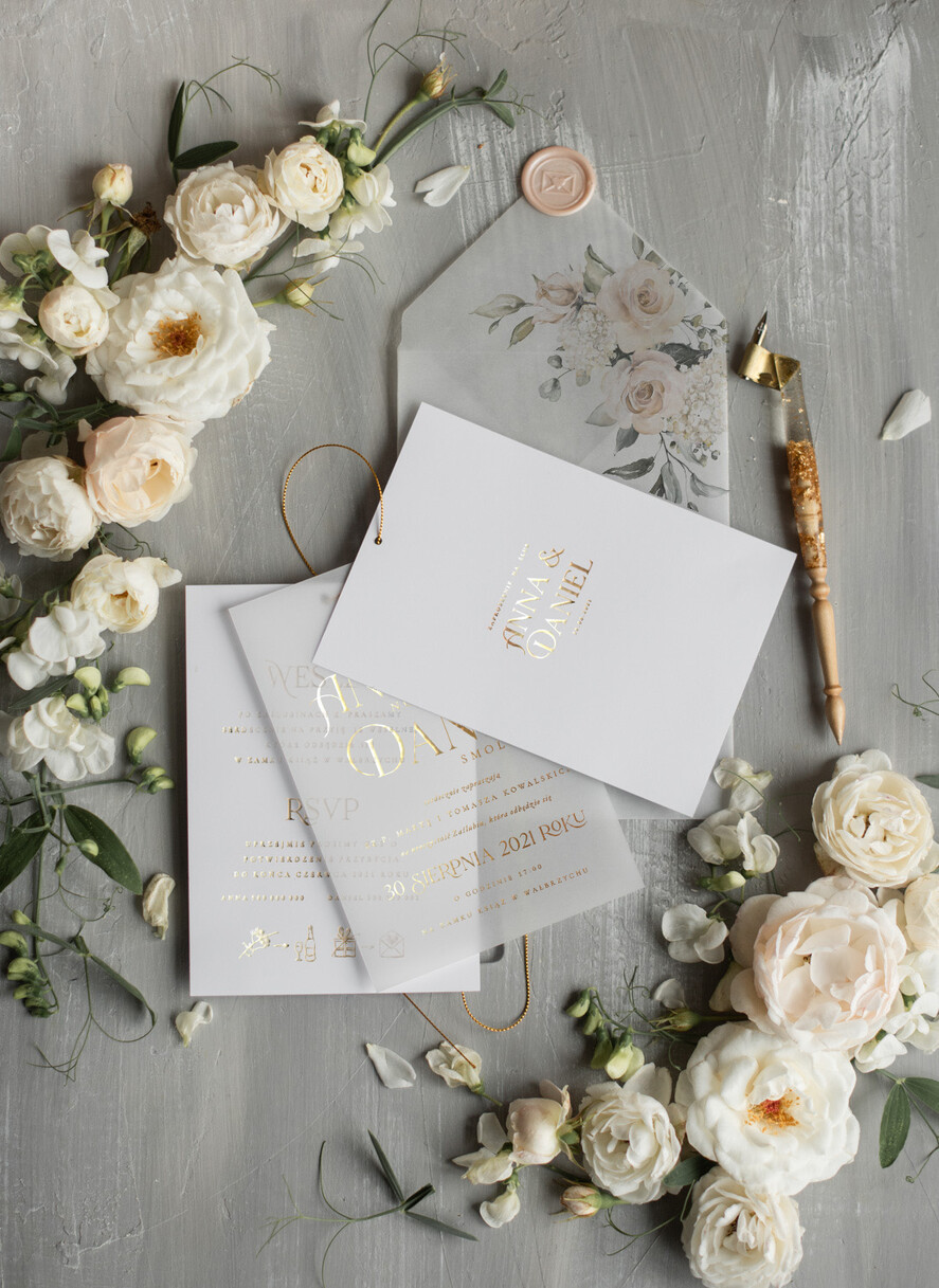 Zaproszenia ślubne Złote Glamour orginalne zaproszenia na ślub luksusowe wesele w zamku zaproszenia ślubne złote litery7