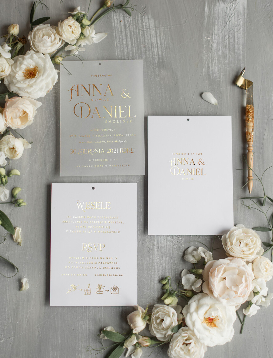 Zaproszenia ślubne Złote Glamour orginalne zaproszenia na ślub luksusowe wesele w zamku zaproszenia ślubne złote litery9