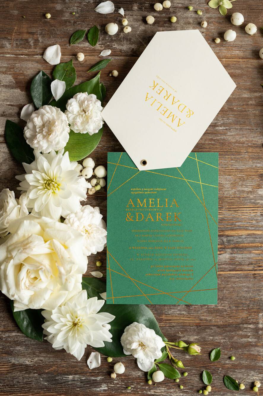 Zaproszenia ślubne Złote Glamour orginalne zaproszenia na ślub, klasyczne złote i błyszczące6
