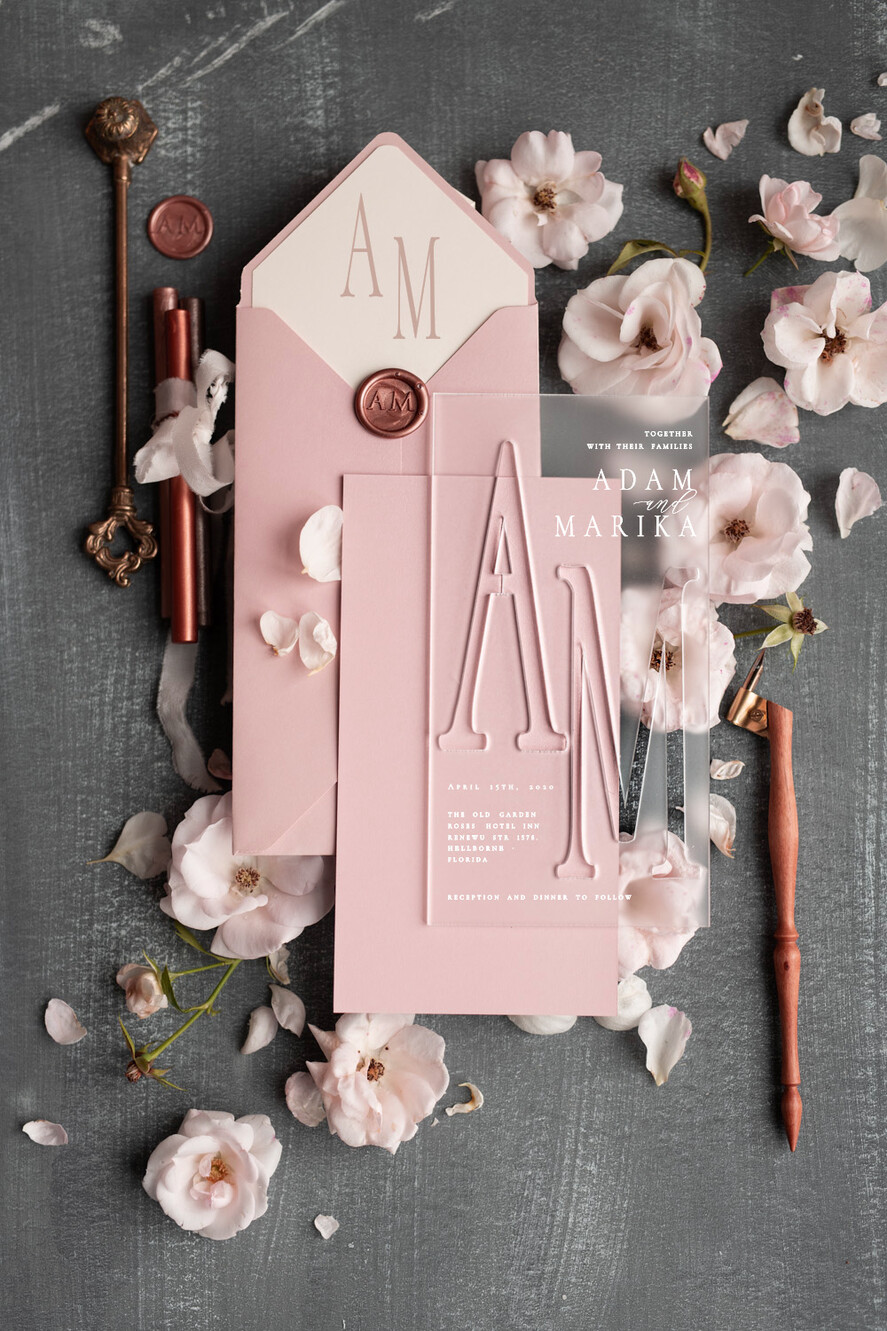 Zaproszenia ślubne Złote Glamour piękne zaproszenia ślubne glamour luksusowe przezroczyste akrylowe zaproszenia na ślub druk UV 0