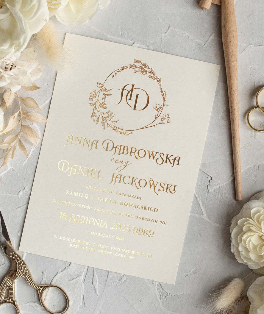 Zaproszenia ślubne Złote Glamour Złote zaproszenia ślubne robione na zamówienie, luksusowe wesele proste złocone zaproszenie ślubne10