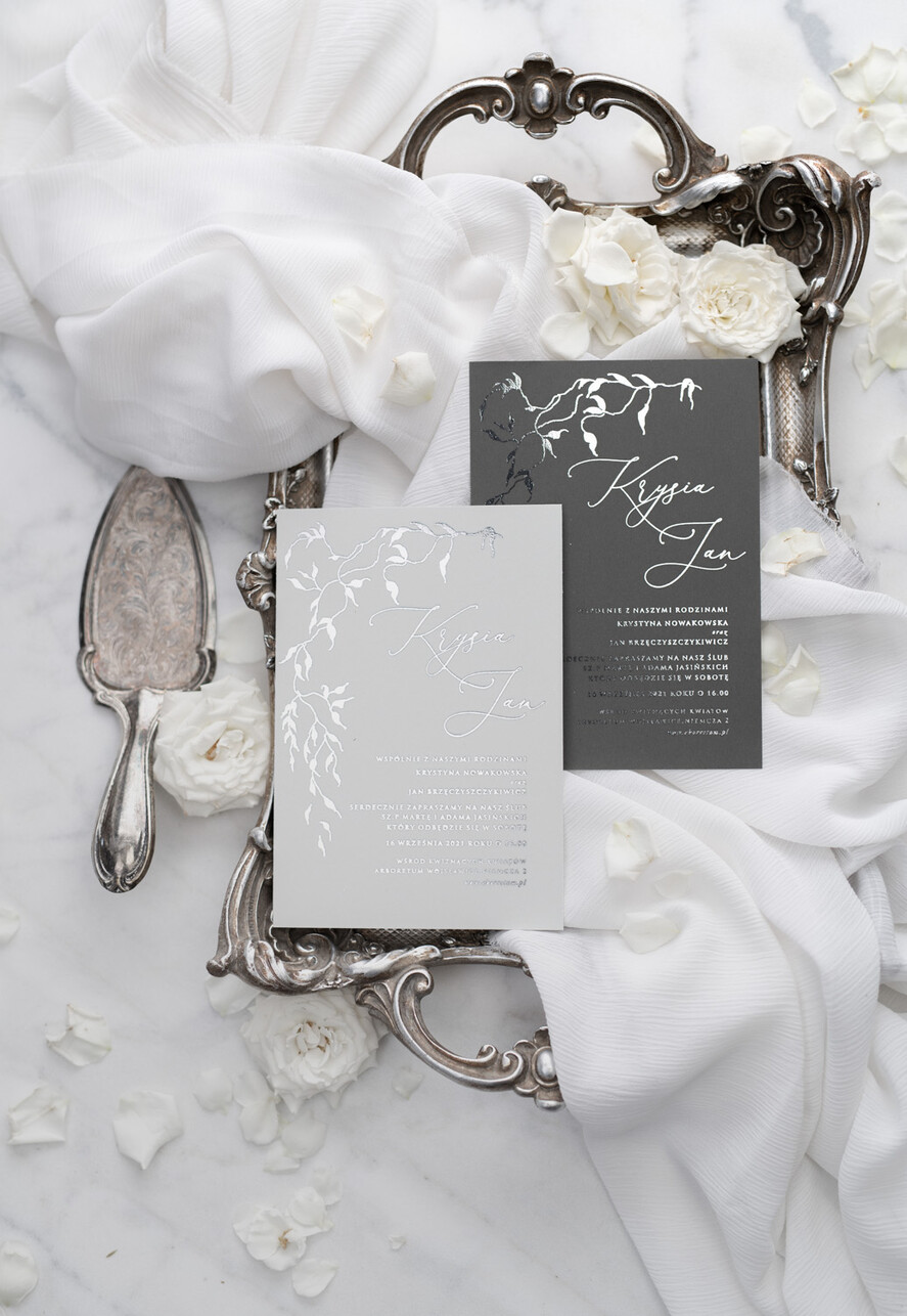 Zaproszenia ślubne Złote Glamour delikatne zaproszenia ślubne srebrne błyszczące litery ślub glamour1