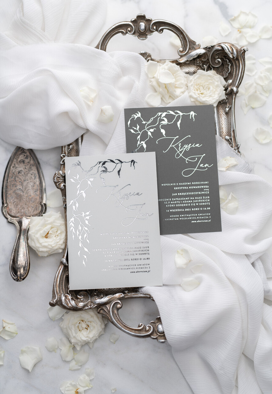 Zaproszenia ślubne Złote Glamour delikatne zaproszenia ślubne srebrne błyszczące litery ślub glamour2