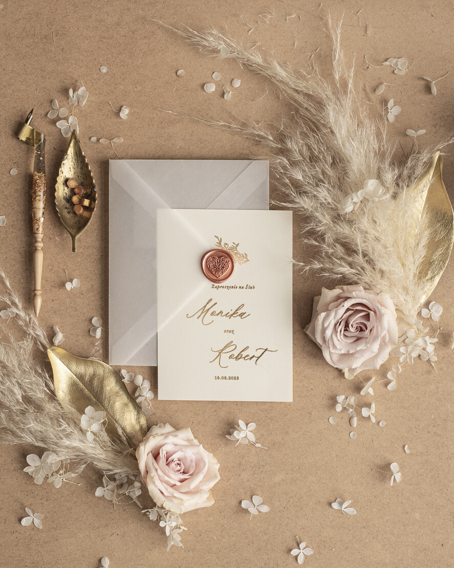 Zaproszenia ślubne Złote Glamour Minimalistyczne złocone Zaproszenia ślubne Boho Zaproszenie na Ślub Złote2