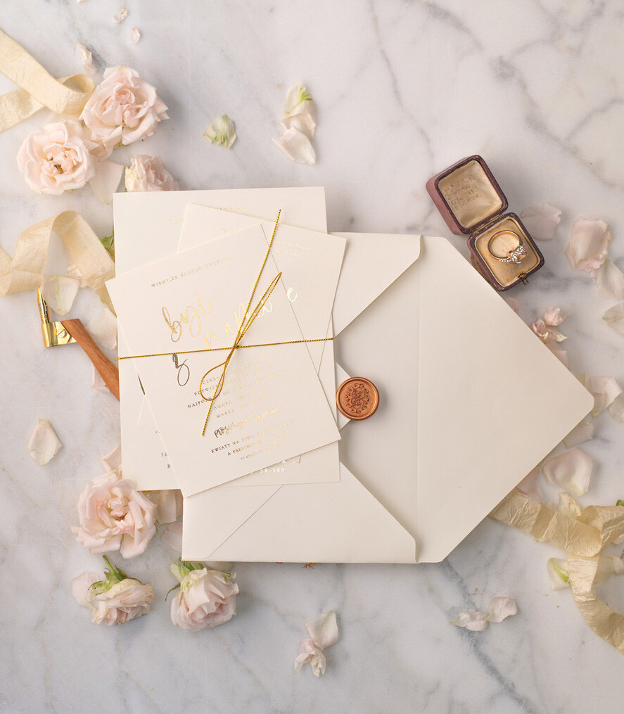 Zaproszenia ślubne Złote Glamour minimalistyczne złote lub srebrne zaproszenia ślubne  idealne na wesele w stylu glamour 22