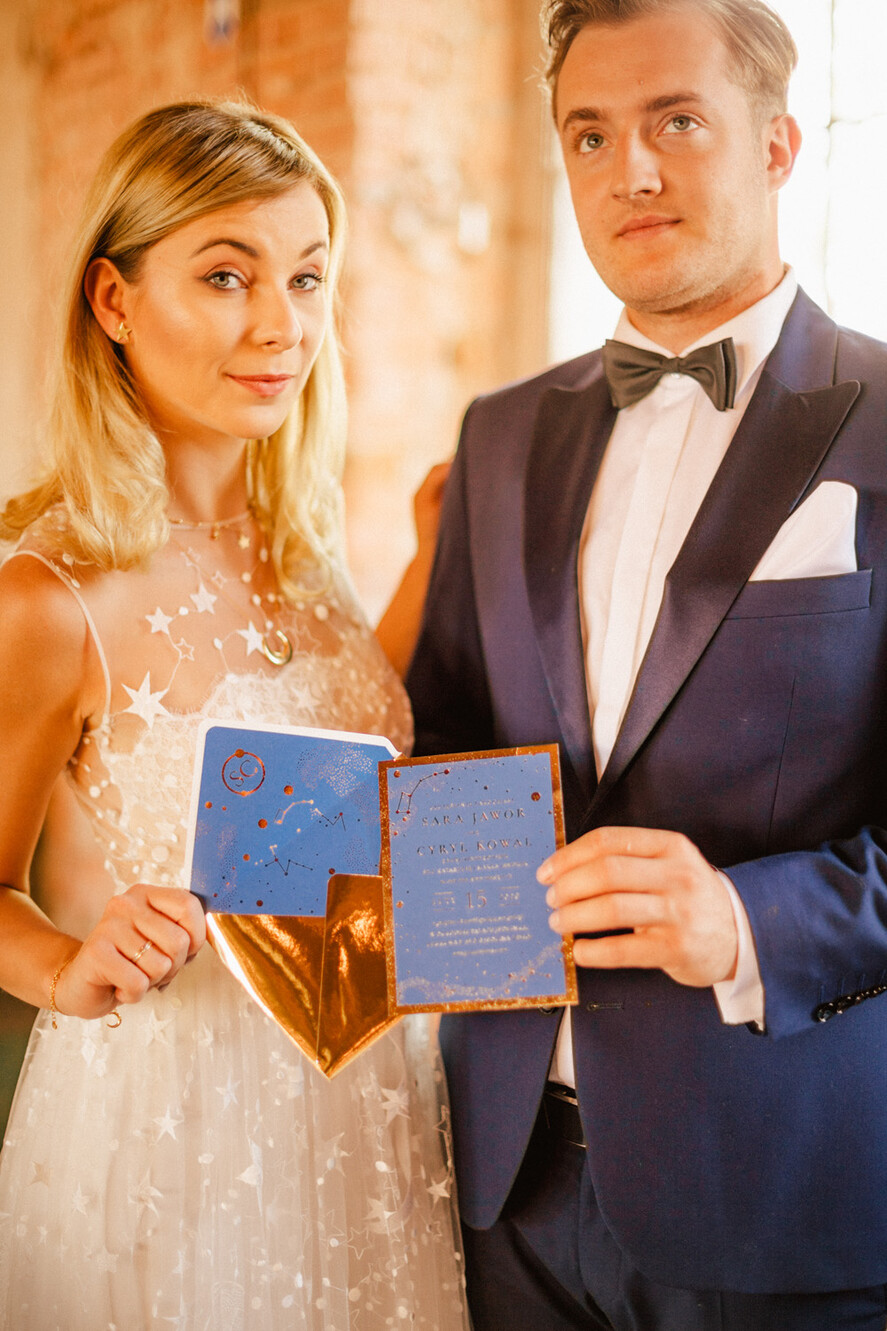 Zaproszenia ślubne Złote Glamour Złoto Granatowe  zaproszenia ślubne z Gwiazdami, Nocne Niebo Złocone  zaproszenie ślubne Gwiezdne zaproszenie na ślub Granatowe5