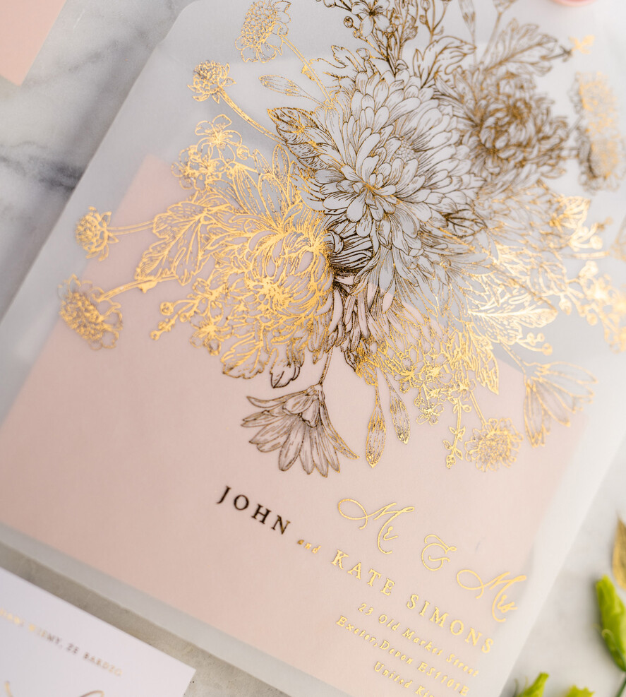 Zaproszenia ślubne Złote Glamour złote zaproszenia ślubne bogato zdobione motywy kwiatowe idealne na letni ślub13