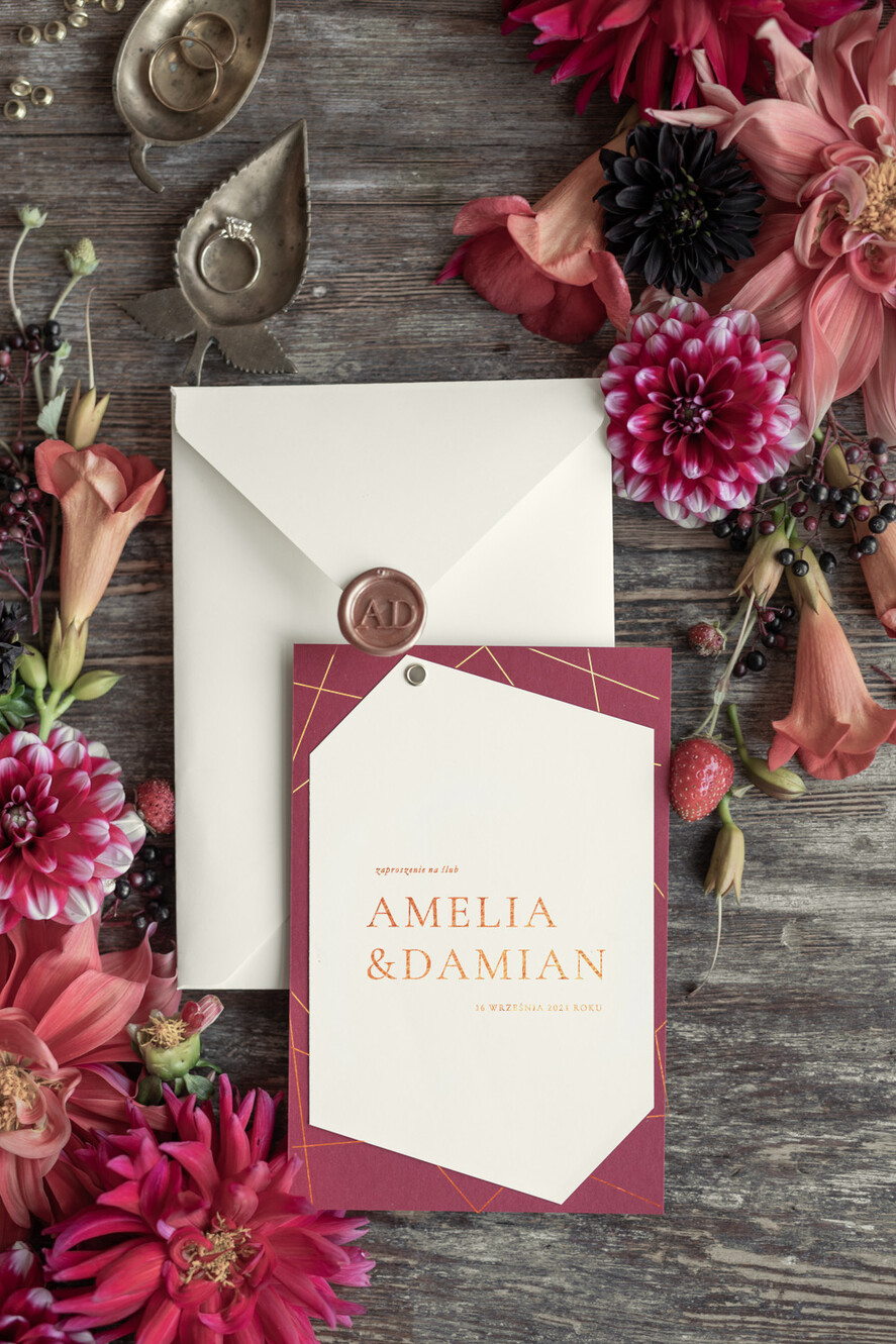 Zaproszenia ślubne Złote Glamour nowoczesne zaproszenia ślubne, elegancki styl glamour2
