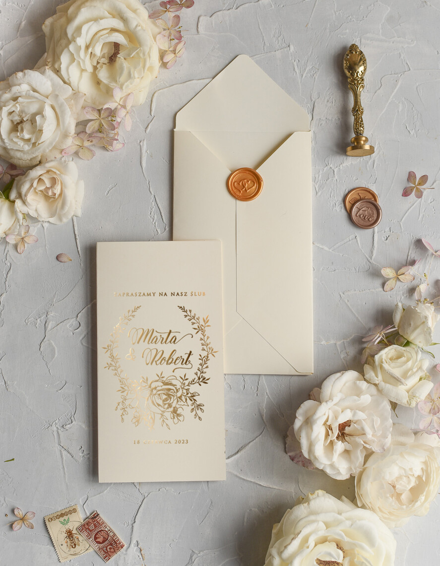 Zaproszenia ślubne Złote Glamour Minimalistyczne  Złote Zaproszenia Ślubne Glamour Proste  Złocone Zaproszenia na Ślub  Zaproszenie ślubne  2