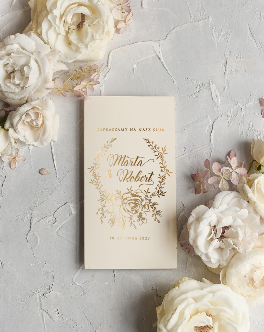 Zaproszenia ślubne Złote Glamour Minimalistyczne  Złote Zaproszenia Ślubne Glamour Proste  Złocone Zaproszenia na Ślub  Zaproszenie ślubne  3