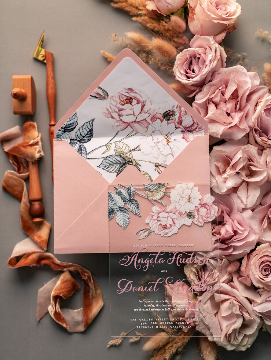 Zaproszenia ślubne Złote Glamour nowoczesne zaproszenia ślubne druk UV na akrylu idealne na wesele w pałacu 16