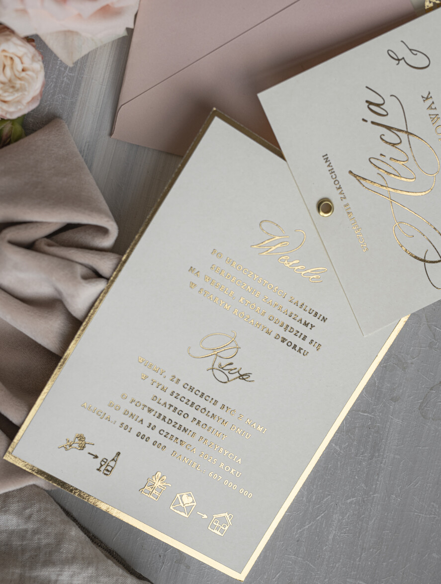 Zaproszenia ślubne Złote Glamour najpiękniejsze zaproszenia ślubne, złote glamour3